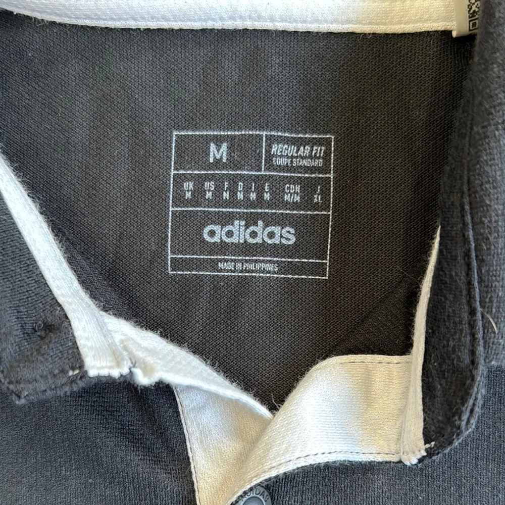 Adidas Black Polo Shirt with Iconic Stripes DC United Size Medium - Picture 2 of 9